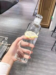 1pc Transparent Heat-Resistant Minimalist Marked Home Water Cup With Lid - Clear - View 4