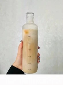 1pc Transparent Heat-Resistant Minimalist Marked Home Water Cup With Lid - Clear - View 2