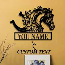 [Custom] 1pc Metal Horse Wall Decor Plaque - Personalized Name Plate, Suitable For Home Decor, Farmhouse, Living Room, Office - Artistic Wall Hanging, Outdoor Wall Decor / Outdoor Wall Art - Home Aesthetics Gifts Birthday Graduation