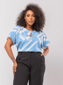 Plus Size Women's Blouse Curve T-Shirt Women's Short Sleeve Blouse G1 G2 G3 - 淺藍色 - 查看 3