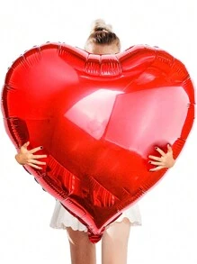 4 件 32 英寸大红心铝箔气球，巨型心形聚酯薄膜铝装饰，适合情人节惊喜生日婚礼返校情人节