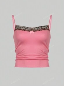 Top sin mangas con estampado de leopardo sexy y lindo para mujer, adecuado para citas, conciertos y looks gyaru de verano