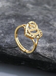 1 chiếc nhẫn sáng tạo cổ điển 26 chữ cái có thể điều chỉnh, phong cách châu Âu và Mỹ, phù hợp cho các cặp đôi - Vàng - Xem 30