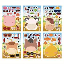 6/12 Pcs Farm Animal Stickers, Including Mini Pigs, Sheep, Cows, Horses, Cartoon Stickers For DIY, Face Decorations, Holiday Party Favor Bags, Model Fillers