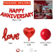 50 đồ trang trí màu đỏ - Biểu ngữ kỷ niệm vui vẻ, Bóng bay lá polyester hình trái tim màu đỏ, Bóng bay "LOVE" lớn, Bộ ngày lễ tình nhân với ruy băng đỏ, Thích hợp cho kỷ niệm, Đồ trang trí ngày lễ tình nhân, Đám cưới, Tiệc chia tay thời con gái - Đỏ - Xem 13