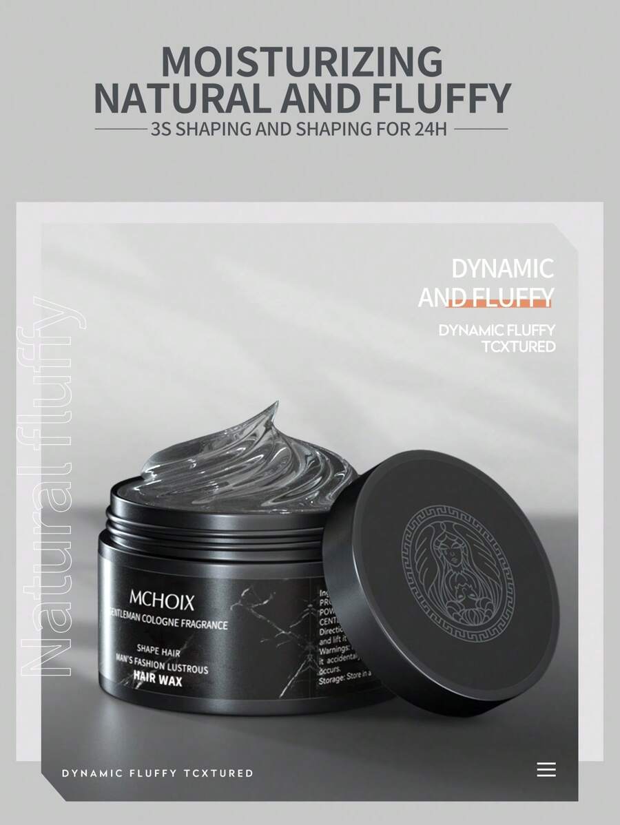 MCHOIX 100g 男士造型蜡，时尚闪亮绅士古龙香味强力定型发油，持久留香 - 黑色 - 查看 1