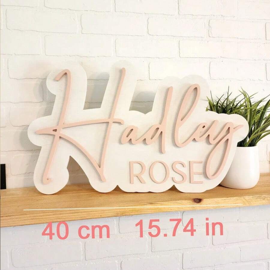 Kikone Holz Namensschild Babyzimmer - Personalisierte Wanddekoration Individuelle Größe