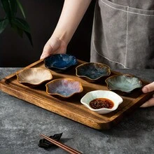 1/6 piezas Conjunto de salseras japonesas de cerámica - Pequeños platos con acabado esmaltado creativo para condimentos y encurtidos, perfecto para uso en la cocina del hogar - Multicolor - Ver 2