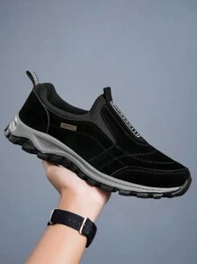 Sneakers Men Outdoor Hiking Shoes Men Sneakers Slip On Casual Shoes Breathable Suede Leather Shoes Anti-Skid Walking Shoes Footwear