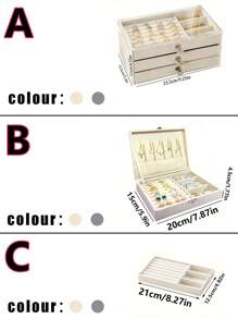 1 件 3 层透明塑料抽屉首饰盒和天鹅绒翻盖首饰收纳盒，适用于戒指、项链、手镯、耳环和吊坠，优雅的展示架配有水晶形手柄，奢华的 3 层珠宝管理器 - 宽敞的耳环、项链和戒指存储空间 - 高品质桌盒美观且有隔层，适用于假日海滩、浴室收藏、卧室收藏，大容量