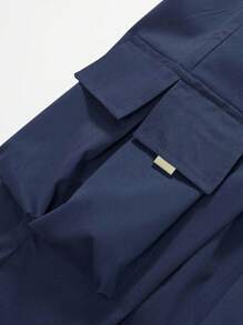 1 pieza Pantalones informales, deportivos y con bolsillos para adolescentes varones, aptos para primavera/verano/otoño/invierno - Azul Marino - Ver 6