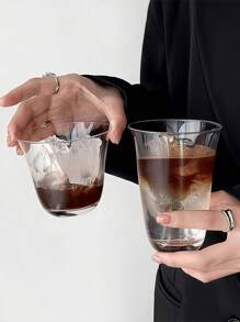 1pc Transparante glazen beker, brede glazen beker, Iced Latte koffiebeker, lichtgewicht Iced American beker, minimalistische theebeker, cocktailbeker, beker voor koude dranken