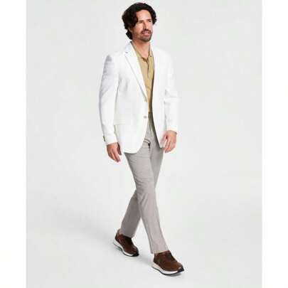 Men's Modern-Fit White Weave Sport Coat