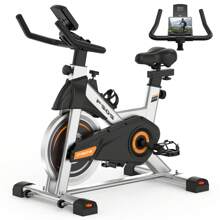 Bicicleta estática, bicicletas estacionarias para gimnasio en casa, bicicleta de entrenamiento con transmisión por correa, bicicleta de ciclismo indoor con pantalla digital y cojín de asiento cómodo, color negro