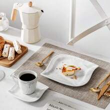 MALACASA Dinnerware Sets,Ivory White Plates And Bowls Sets For 6,Porcelain Square Dinnerware Set With Dinner Plates And Bowls,Cup And Saucer,Kitchen Dish Set,Series Elvira - Grey - View 7