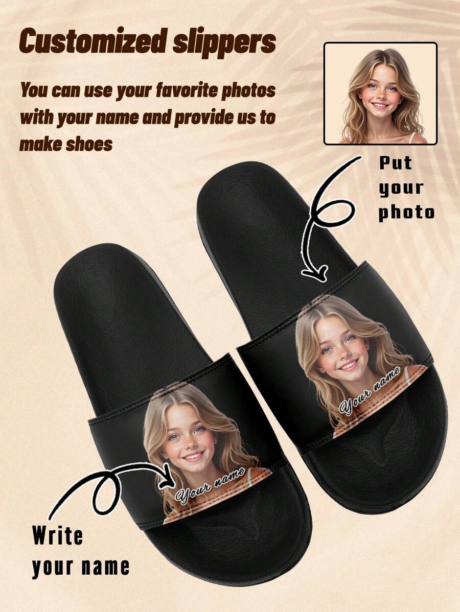 Customized Photo Slippers, Personalized Photo & Name Slippers, Customized Photo & Name Thick-Sole Slippers, Personalized Slippers, Photo Slippers, Unisex Personalized Slippers, Personalized Slippers, Christmas Gift For Mom/Dad/Her/Him/Girlfriend/Boyfriend/Wife/Husband/Friend - Multicolor - View 1