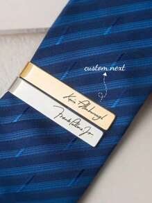 1 pieza Clip de corbata con nombre personalizado, mancuernilla de acero inoxidable con letra personalizada, alfiler de solapa para boda, accesorio de moda para caballero, regalo para hombre, estilo sencillo - Multicolor - Ver 1