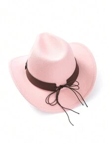 1pc Unisex Polyester Bull Boho Casual Party Felt Hat, Soft Brim Hat, Fedora Hat, Western Cowboy Hat, Fashionable Versatile Commuting, Autumn/Winter