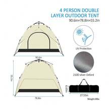 Tcbosik Camping Tent 2-4 Person Ultralight Dome Tent 4 Seasons Waterproof & Windproof Camping Tent, Beige - Beige - View 3
