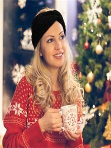 1 件装冬季针织宽头带女士耳套头带厚脚趾防寒头带女士和女孩 - 牛仔藍 - 查看 2