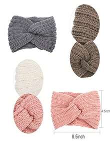 1 件装冬季针织宽头带女士耳套头带厚脚趾防寒头带女士和女孩 - 牛仔藍 - 查看 5