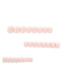 24 Pieces Short Square Press On Nails Nail Set, Simple Gradient Nude Pink Fake Nails, Sweet And Fresh DIY Nail Decoration, Suitable As A Gift For Friends
