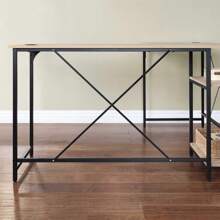 Mainstays Two-Way Convertible Desk With Lower Storage Shelf, Black Wood Grains Finish And Black Metal Frame - 米色 - 查看 10