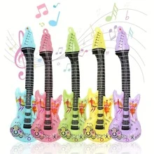 Set de 5 instrumentos musicales inflables aleatorios como accesorios de decoración para fiesta y juguetes, incluye globos inflables con forma de guitarra - Multicolor - Ver 1