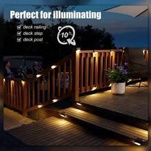 4/12PC Waterproof Solar Deck Light, Used For Outdoor Stairs, Fences, Gardens, Balconies, Yards, Terraces, And Channel Decoration - Warm White LED Light