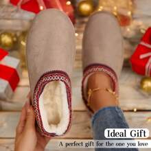 Women's Padded Cotton Snow Boots With Thick Bottom For Warmth And Style Women Platform Shoes Winter House Slippers - Apricot - View 5