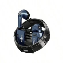 AirMars ABW07 Azul oscuro Verde, Bobina dinámica grande de 3mm, Diafragma compuesto lleno de volumen de baja frecuencia, Bluetooth V5.3 actualizado, Sonido claro y potente de calidad con 24 horas de duración de la batería, Empaquetado y manual en chino - azul oscuro - Ver 1