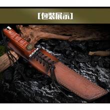 Long Size Tactical Hunting Knife Heavyweight Combat Knife Tanto Blade Wood Handles Outdoor Camping Survival Self Defense Tools Knives