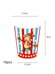 kumozawa 10 قطعة / مجموعة لحفلات أعياد الميلاد ذات موضوع السيرك والكرنفالات - أطباق ورقية، مناديل، أكواب