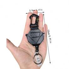 1 Set (2pcs) Retractable Key Chain, Includes Thicker Tactical ID Badge Reel With Carabiner, Suitable For Rugged Hiking Backpacks And Climbing