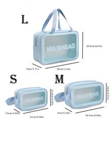 3pcs Transparent Makeup Bag Set, Including Semi-Transparent PVC Toiletry Pouch, PU Matte Shower/Swimming Storage Bag, Large Capacity Travel Cosmetic Organizer Bag, Makeup Case, Toiletry Bag, Skincare Bag, Essential For Travel, Cruise, Dorm Bathroom Decor Summer Makeup Organizer Bathroom Accessories Back To School - Multicolor - View 17