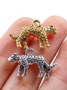 10 pièces/paquet 2 couleurs 15*24mm Pendentifs charms 3D animaux, ornement léopard double face élégant pour la fabrication de bijoux DIY, cadeau de vacances