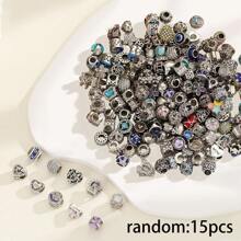 Encantos pintados huecos de 5 piezas/10 piezas/15 piezas/20 piezas al azar - Colores surtidos de corazón, flor, mamá, estrella, luna, mariquita para hacer pulseras y collares DIY