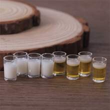 Mini Milk Cup, Milk Carton, Beer Cup, Beer Bottle, Realistic Miniature Dollhouse Decor, DIY Resin Craft Accessories, Pretend Play Home Ornaments, Home Decor
