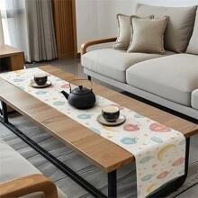 1/4 件斋月吉祥可爱卡通桌旗和餐垫套装、开斋节节日桌饰纺织旗帜、斋月装饰品、礼物、桌旗和餐垫套装适合室内外庆祝活动、季节性派对配件、厨房和餐桌装饰、派对餐桌装饰、居家房间装饰桌旗、餐厅装饰桌布