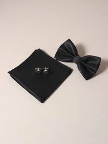 3 件套男士格子领结、口袋巾、袖扣西装，适合婚礼、宴会、派对、礼物男士领带 - 彩色 - 查看 8