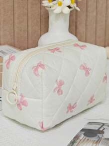 Bolsa de cosméticos acolchada, con cierre de cremallera, linda y portátil, de gran capacidad, bolsa de maquillaje de viaje para mujeres - Multicolor - Ver 7