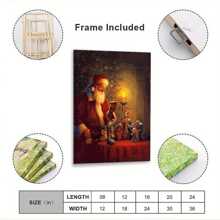 1 Canvas Poster Santa Claus And Scene Poster Canvas Printing Modern Art Autumn Decoration Wall Art 1 Pc Wooden Framed Canvas Painting Thickness Cm/0.9inch High Quality Wall Art Prints Poster Direct Hanging Wall Picture Decor For Home Gifts, Gift, Living Room, Bath Room, Bedroom, Kitchen