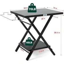 Foldable Picnic Table,Portable Camping Table Outdoor Folding Table,Foldable Grill Table For Outside,Outdoor Prep Table, Friendly To Storage,Ideal For RV, Picnic Or Camping, 30" X 24" In Black