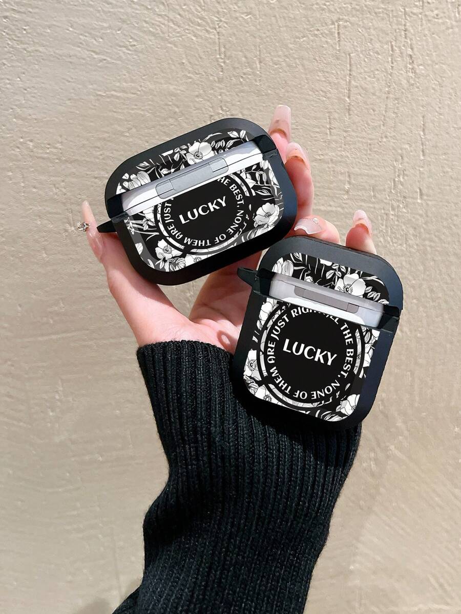 白色山茶花饰边皮革保护壳适用于 Apple AirPods Pro，保护套适用于 Airpods 2/3/4 无线蓝牙耳机