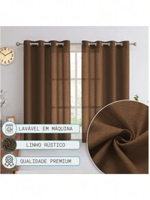 Natural Rustic Linen Curtain 1.50x1.60m - Single Sheet - 鏽棕色 - 查看 2