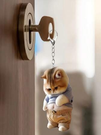 Cute Acrylic Cat Keychain - Charming Animal Design With Lobster Clasp, Perfect For Cat Lovers And Friends, Cartoon Animal Acrylic Keyring, All Season Car Accessories Bag Charm School Animal Goth Y2k Christmas Gift Ideas Bag Lanyards With Id Holder Car Accessories Bag Charms