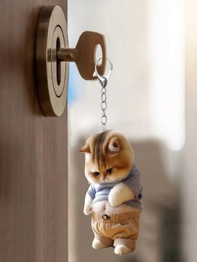 可爱的亚克力猫钥匙扣 - 迷人的动物图案，配有龙虾扣，非常适合猫爱好者和朋友，卡通动物亚克力钥匙扣，四季汽车配件包饰学校动物哥特 Y2k 圣诞节礼物创意包挂绳带身份证夹汽车配件包饰