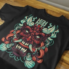 PLAYERA UNISEX DEMON SAMURAI JAPON GYM URBAN CASUAL - Negro - Ver 1