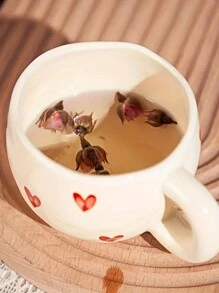 1pc Heart Ceramic Coffee Mug, Perfect For Coffee, Tea & Milk, Dishwasher/Microwave Friendly, Ideal Valentine'S Day, Anniversary, Wedding Gift Back To School - Multicolor - View 5