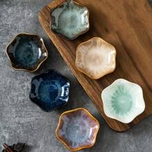 1/6 piezas Conjunto de salseras japonesas de cerámica - Pequeños platos con acabado esmaltado creativo para condimentos y encurtidos, perfecto para uso en la cocina del hogar - Multicolor - Ver 12